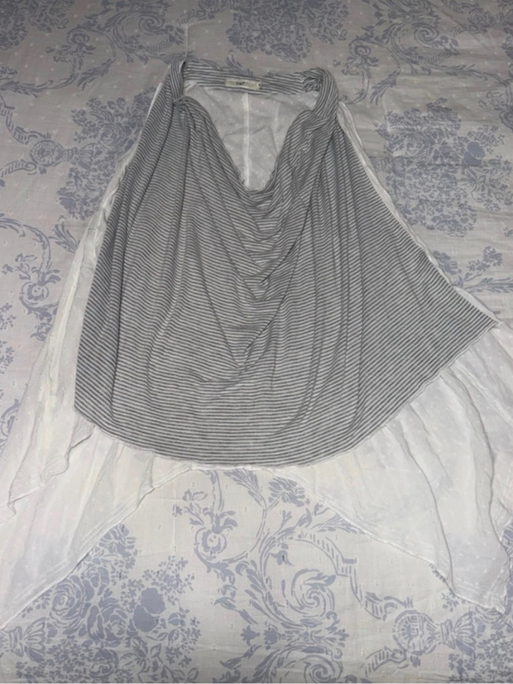 Hazel Flowy Tank Top-Light Gray Striped